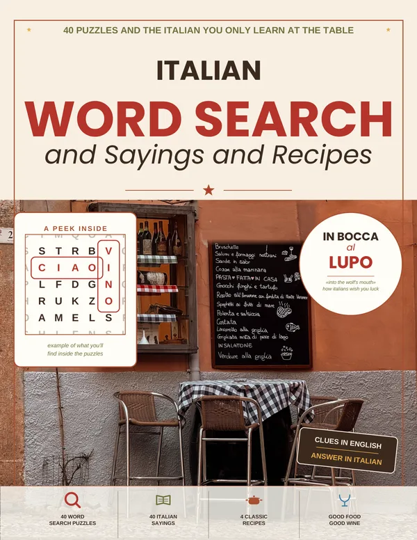 Copertina di Italian Word Search and Sayings and Recipes